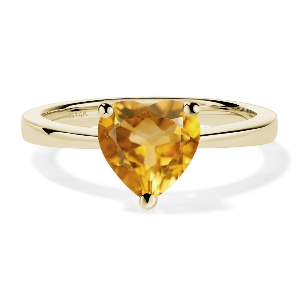 Heart Shaped Citrine Solitaire Ring - LUO Jewelry #metal_14k yellow gold
