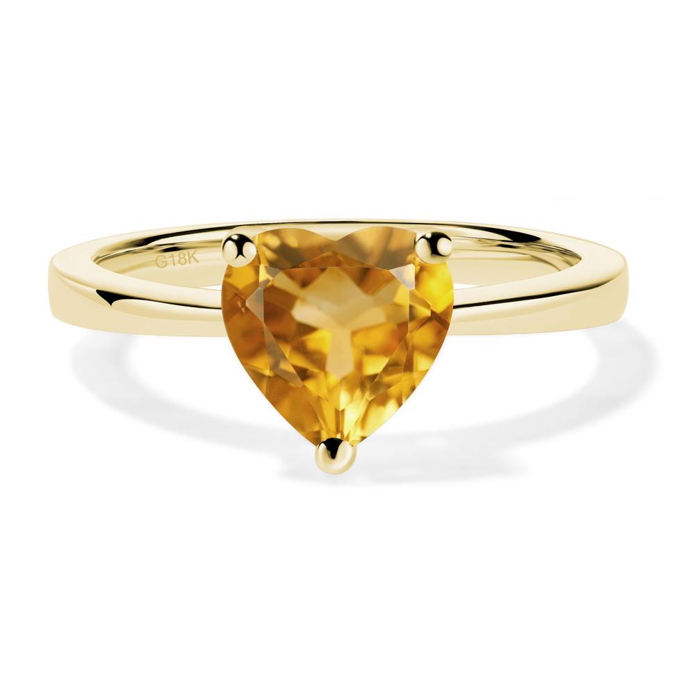 Heart Shaped Citrine Solitaire Ring - LUO Jewelry #metal_18k yellow gold