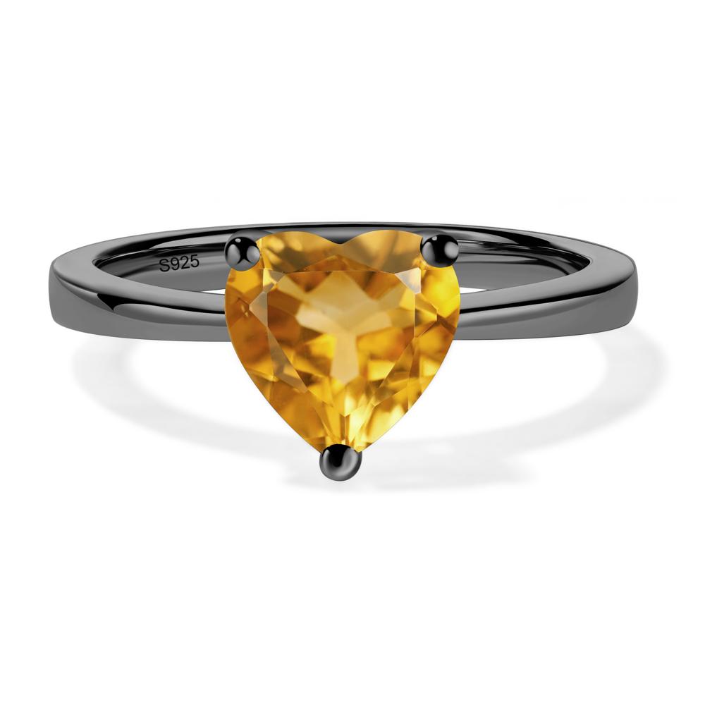 Heart Shaped Citrine Solitaire Ring - LUO Jewelry #metal_black finish sterling silver