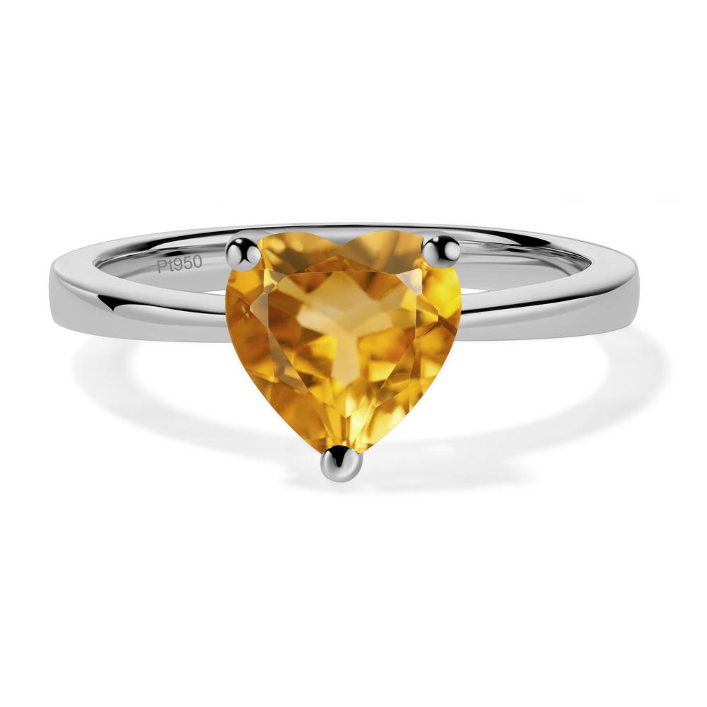 Heart Shaped Citrine Solitaire Ring - LUO Jewelry #metal_platinum
