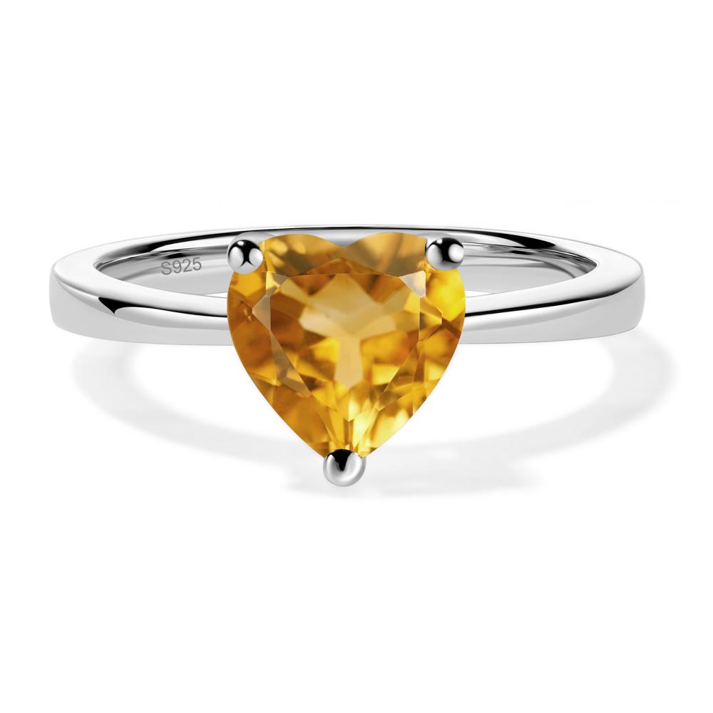 Heart Shaped Citrine Solitaire Ring - LUO Jewelry #metal_sterling silver