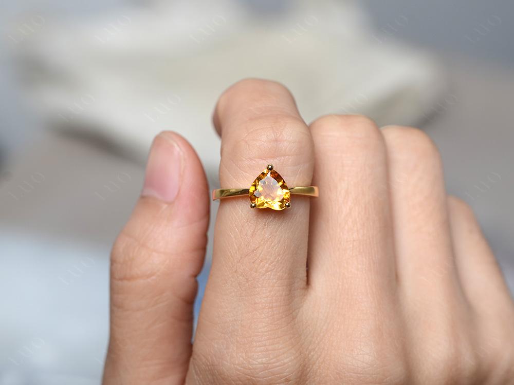 Heart Shaped Citrine Solitaire Ring - LUO Jewelry