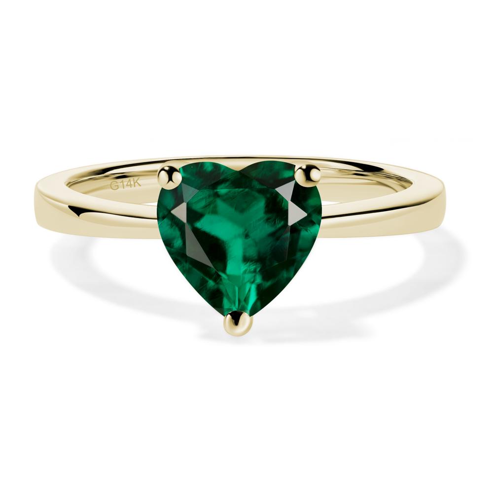 Heart Shaped Lab Grown Emerald Solitaire Ring - LUO Jewelry #metal_14k yellow gold