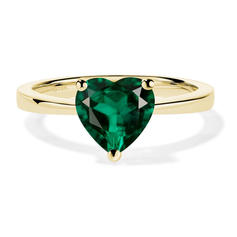 Heart Shaped Lab Grown Emerald Solitaire Ring - LUO Jewelry #metal_18k yellow gold