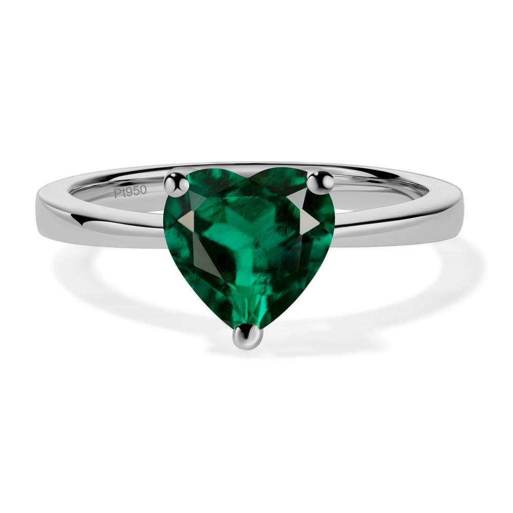 Heart Shaped Lab Grown Emerald Solitaire Ring - LUO Jewelry #metal_platinum