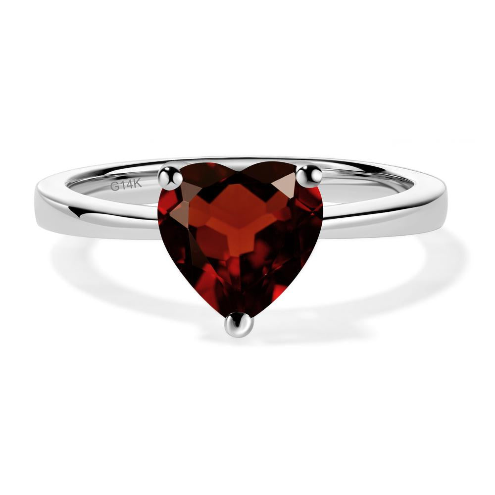 Heart Shaped Garnet Solitaire Ring - LUO Jewelry #metal_14k white gold