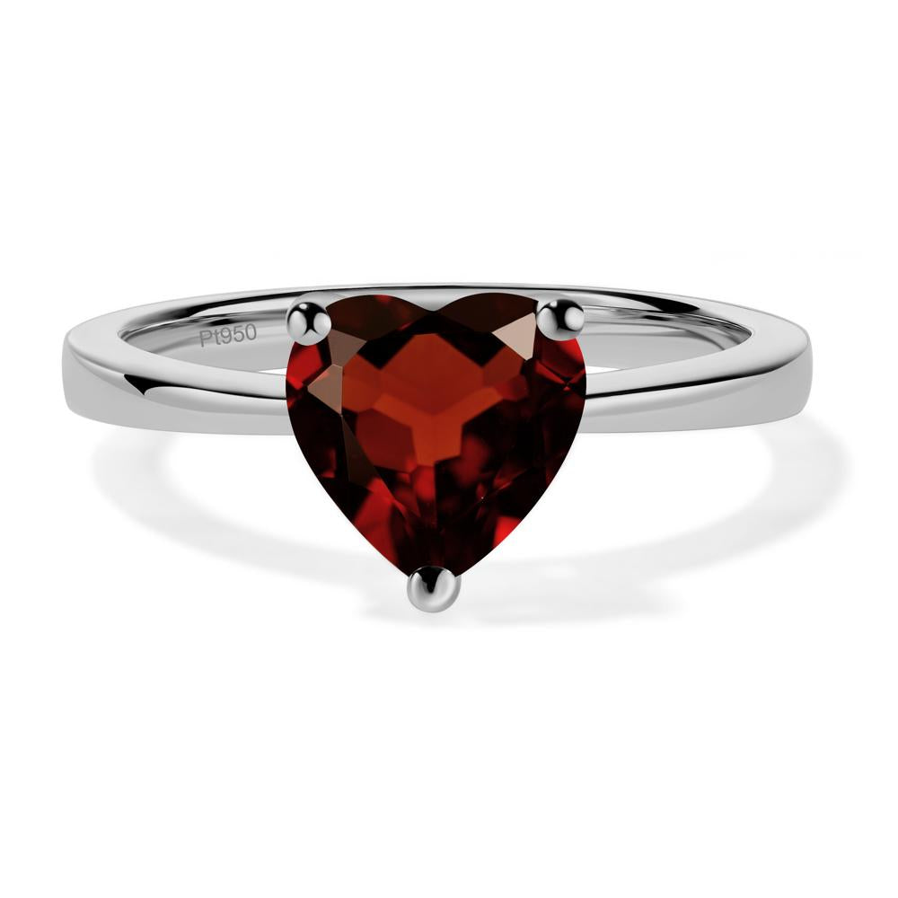 Heart Shaped Garnet Solitaire Ring - LUO Jewelry #metal_platinum