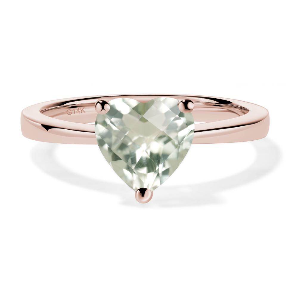 Heart Shaped Green Amethyst Solitaire Ring - LUO Jewelry #metal_14k rose gold