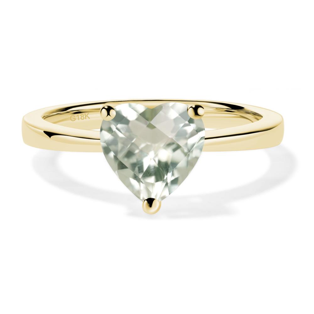 Heart Shaped Green Amethyst Solitaire Ring - LUO Jewelry #metal_18k yellow gold