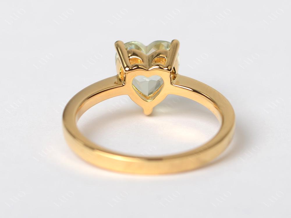 Heart Shaped Green Amethyst Solitaire Ring - LUO Jewelry