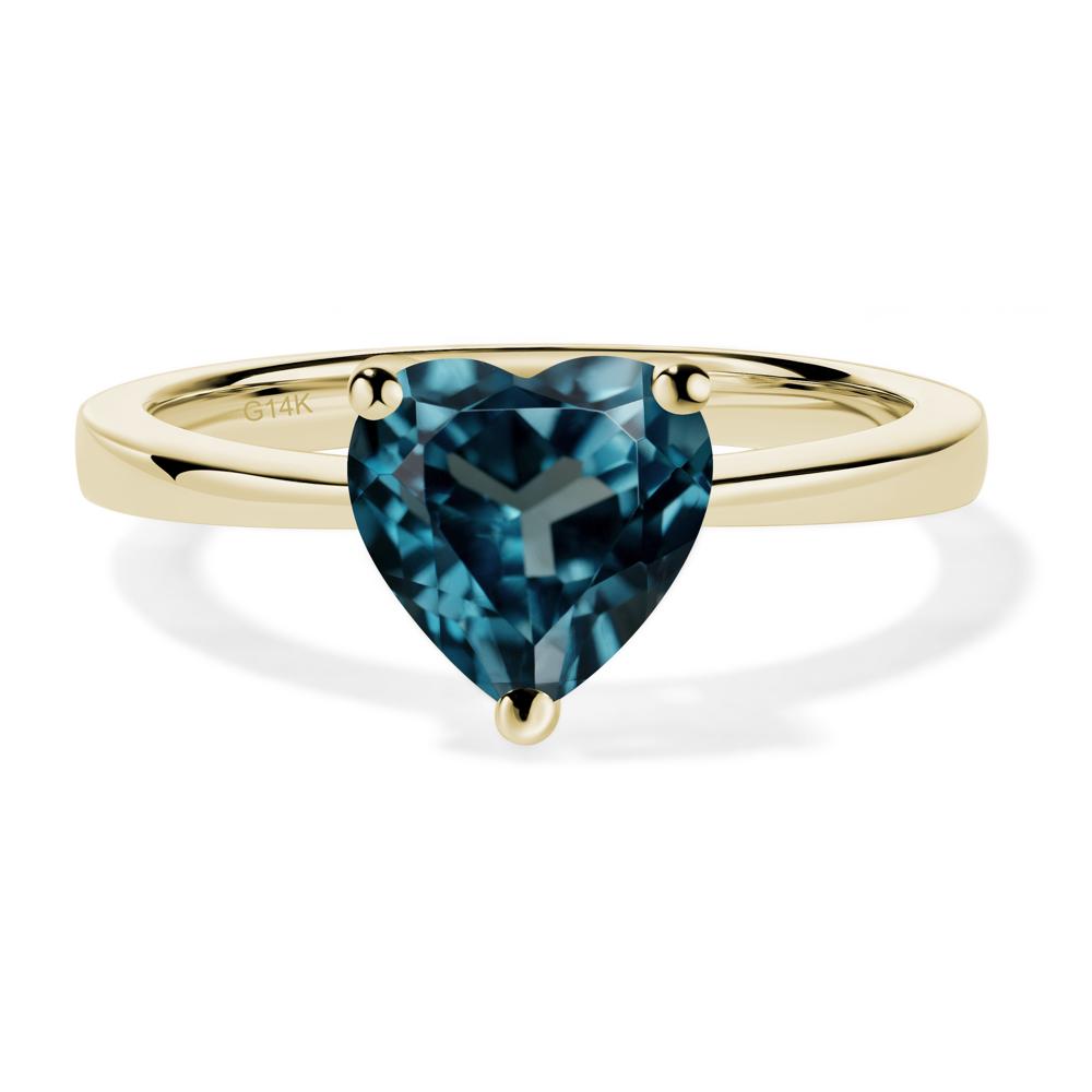 Heart Shaped London Blue Topaz Solitaire Ring - LUO Jewelry #metal_14k yellow gold