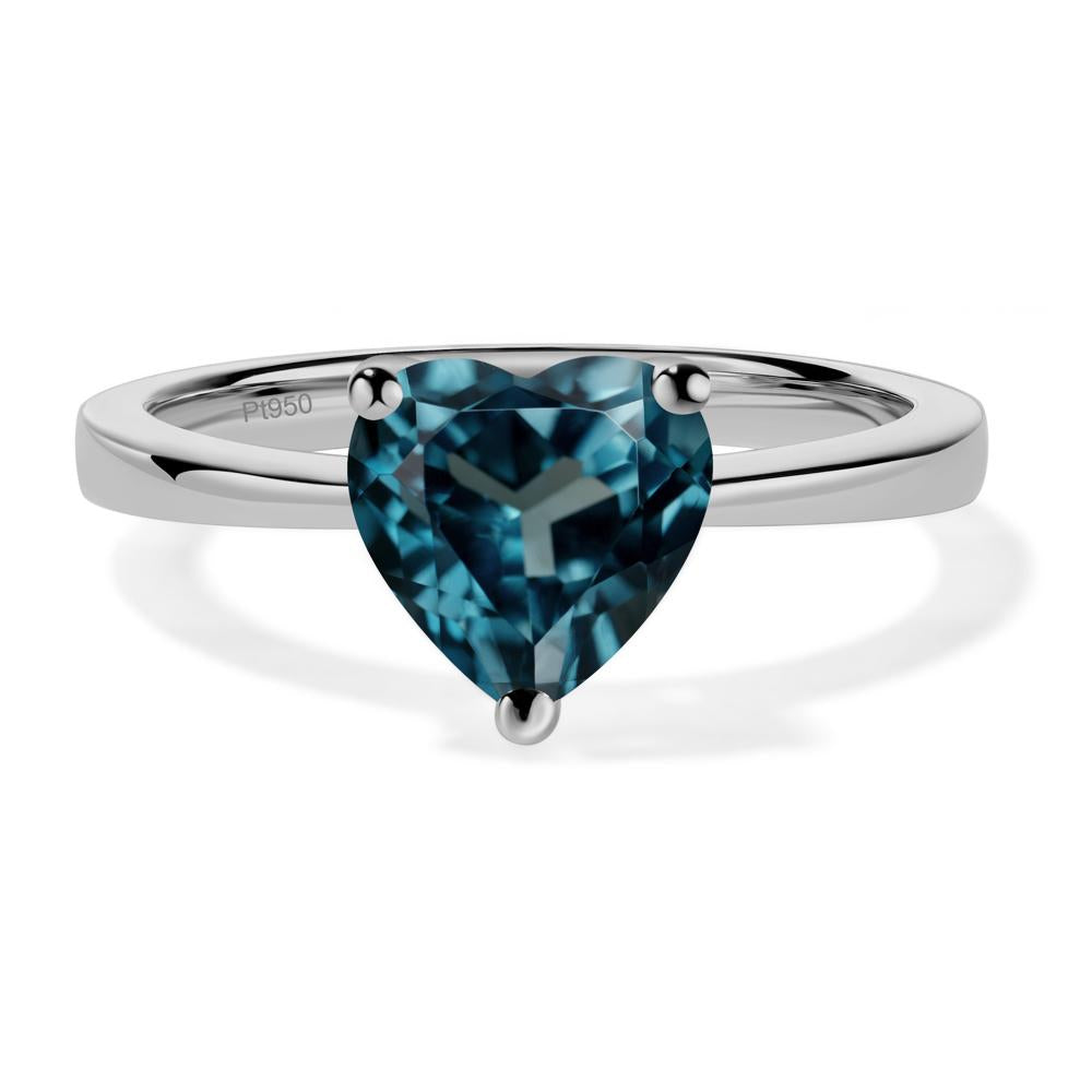 Heart Shaped London Blue Topaz Solitaire Ring - LUO Jewelry #metal_platinum