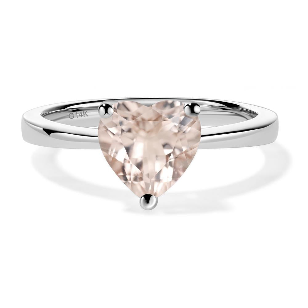Heart Shaped Morganite Solitaire Ring - LUO Jewelry #metal_14k white gold