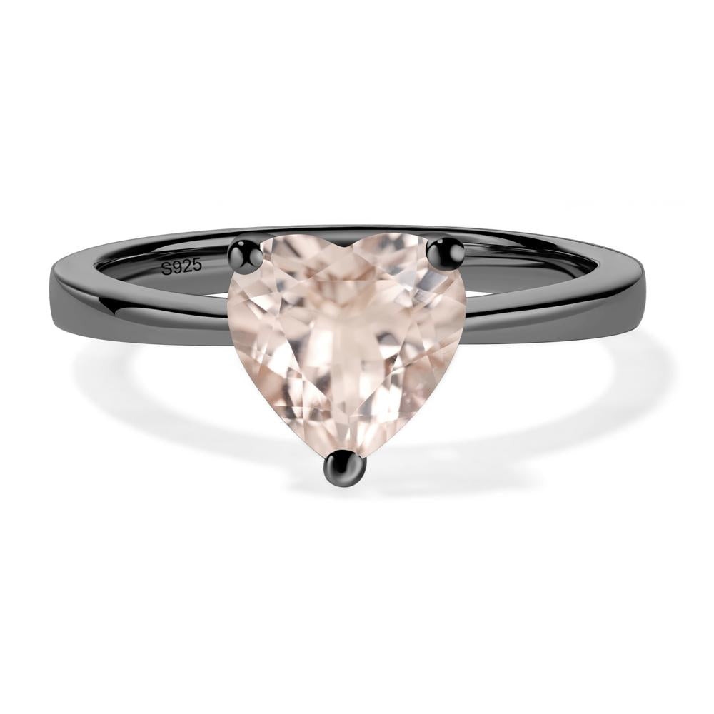 Heart Shaped Morganite Solitaire Ring - LUO Jewelry #metal_black finish sterling silver