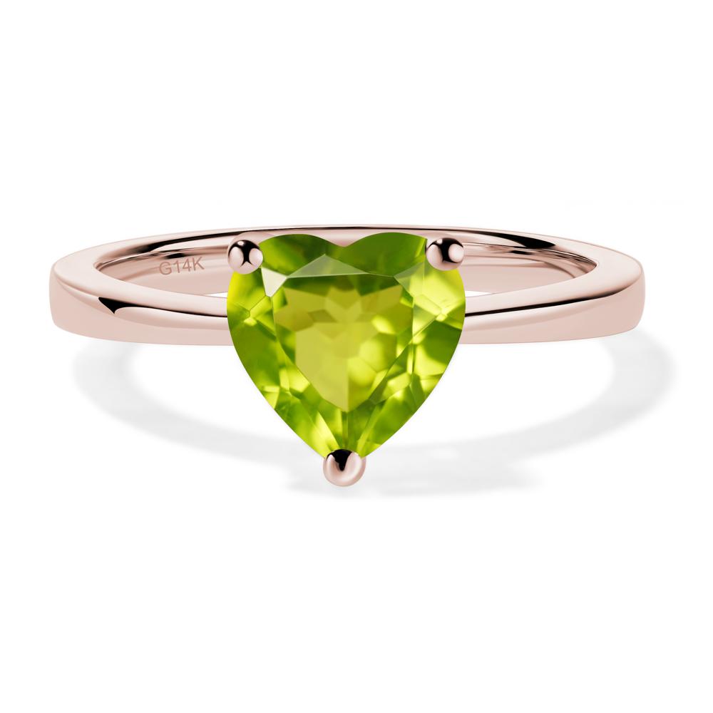Heart Shaped Peridot Solitaire Ring - LUO Jewelry #metal_14k rose gold