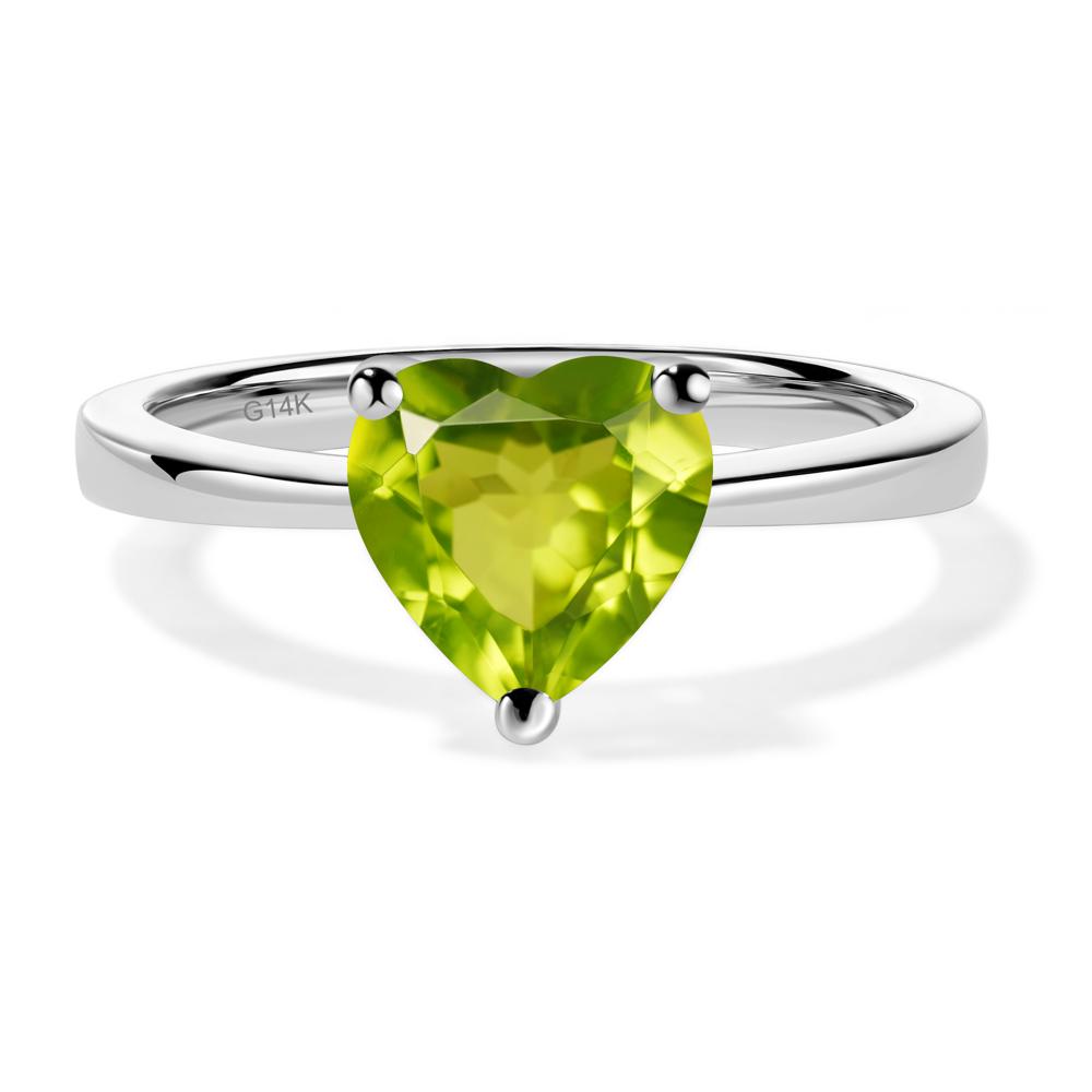 Heart Shaped Peridot Solitaire Ring - LUO Jewelry #metal_14k white gold