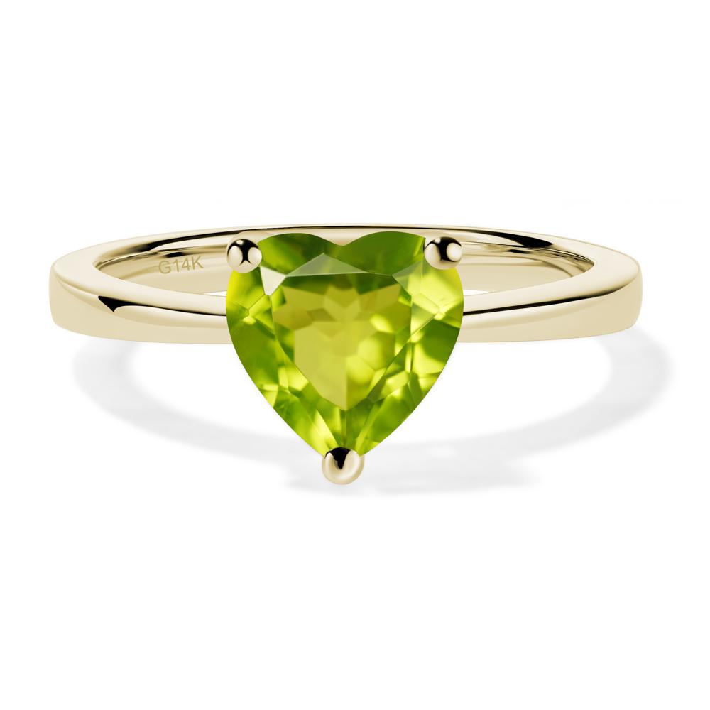 Heart Shaped Peridot Solitaire Ring - LUO Jewelry #metal_14k yellow gold