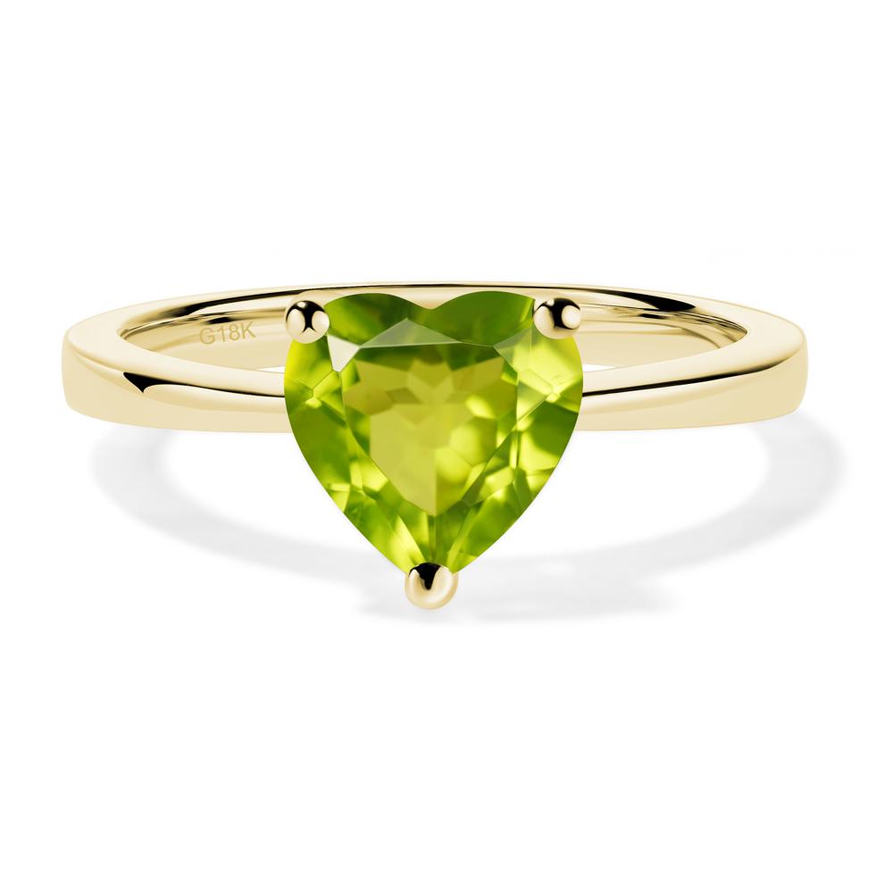 Heart Shaped Peridot Solitaire Ring - LUO Jewelry #metal_18k yellow gold
