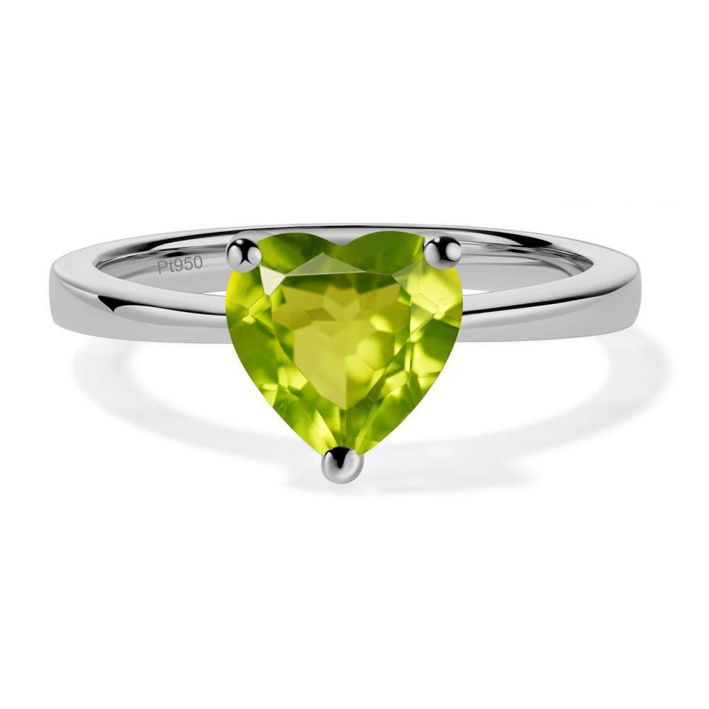 Heart Shaped Peridot Solitaire Ring - LUO Jewelry #metal_platinum