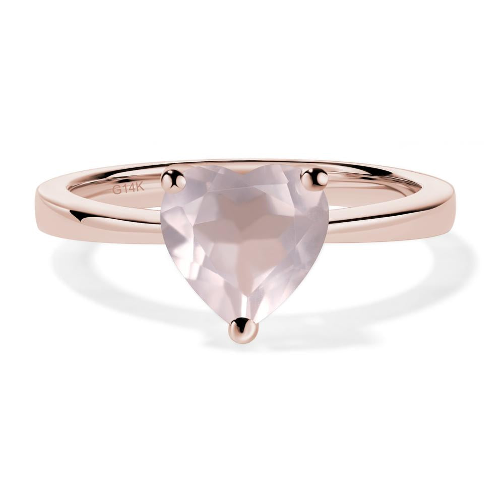 Heart Shaped Rose Quartz Solitaire Ring - LUO Jewelry #metal_14k rose gold