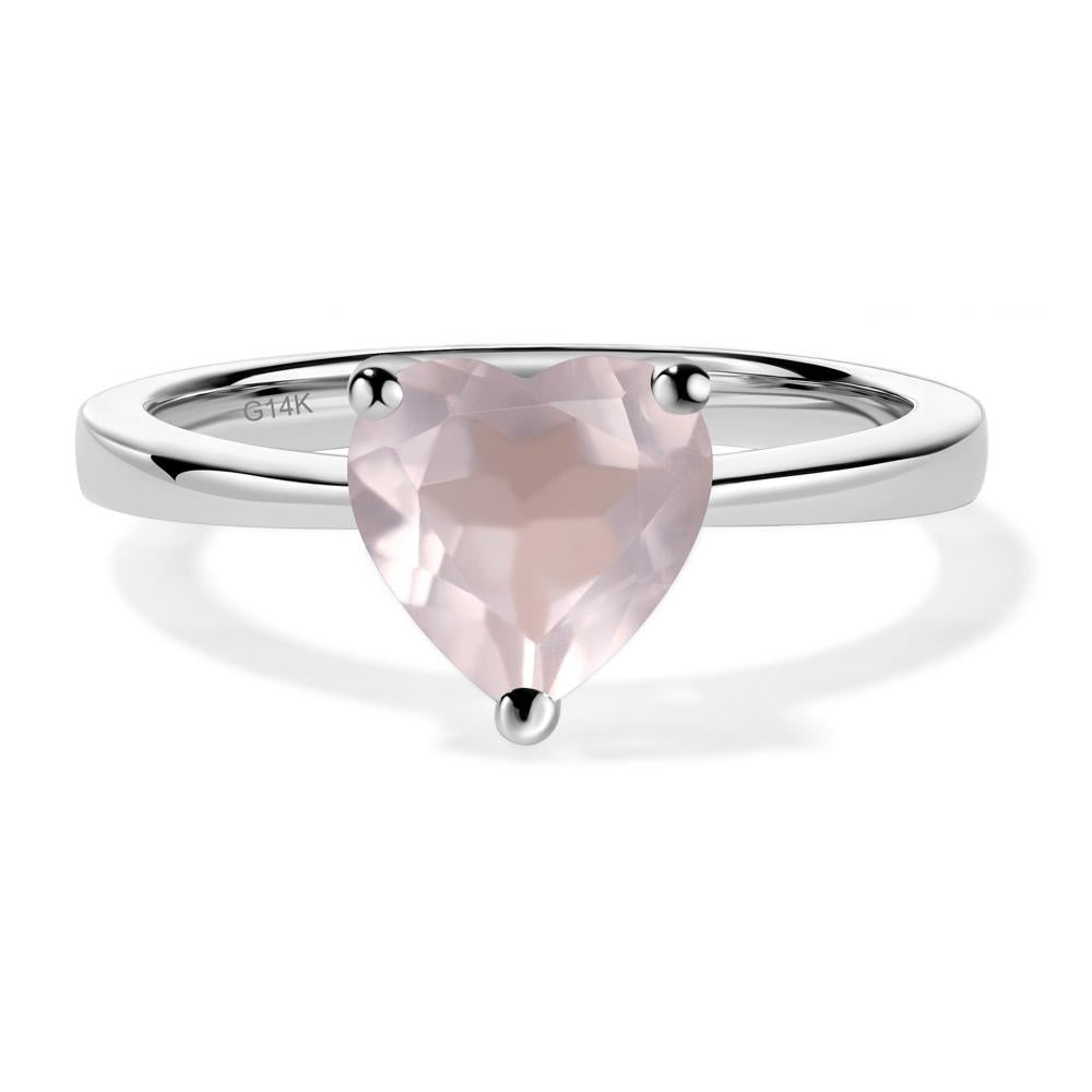 Heart Shaped Rose Quartz Solitaire Ring - LUO Jewelry #metal_14k white gold