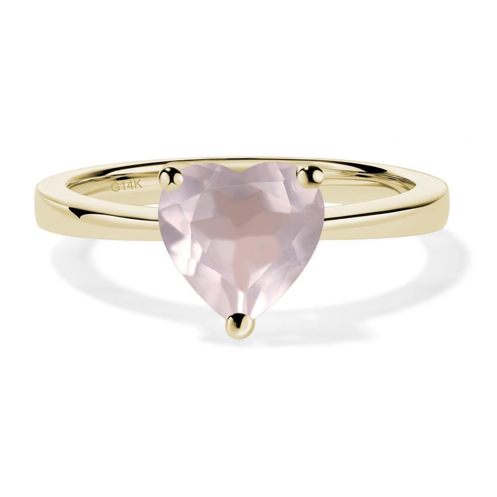 Heart Shaped Rose Quartz Solitaire Ring - LUO Jewelry #metal_14k yellow gold