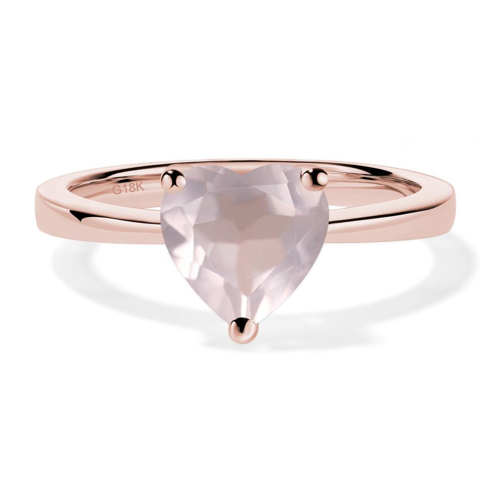 Heart Shaped Rose Quartz Solitaire Ring - LUO Jewelry #metal_18k rose gold