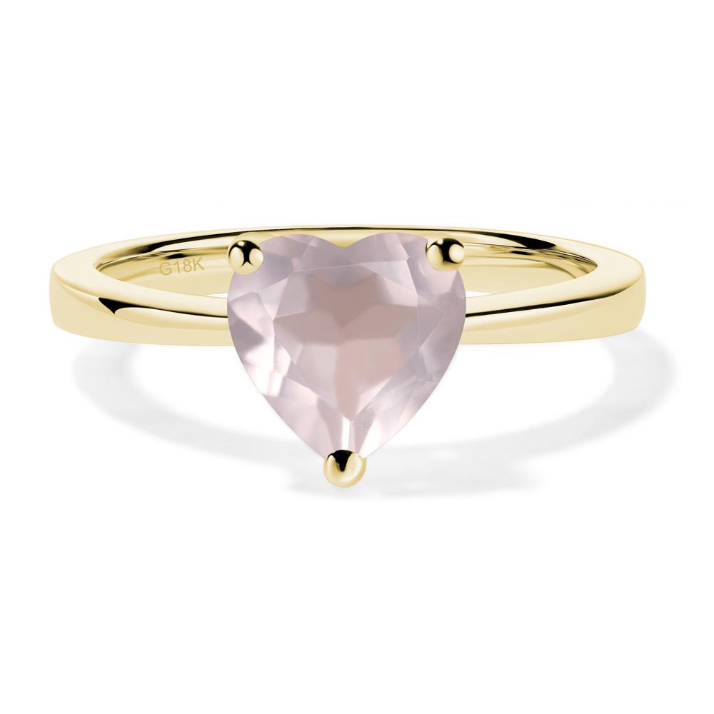 Heart Shaped Rose Quartz Solitaire Ring - LUO Jewelry #metal_18k yellow gold