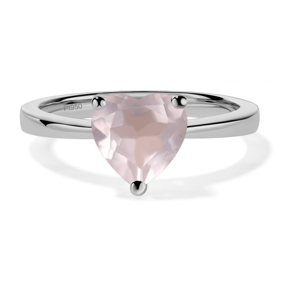 Heart Shaped Rose Quartz Solitaire Ring - LUO Jewelry #metal_platinum