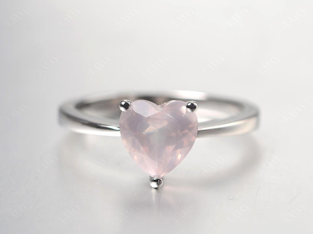 Heart Shaped Rose Quartz Solitaire Ring - LUO Jewelry