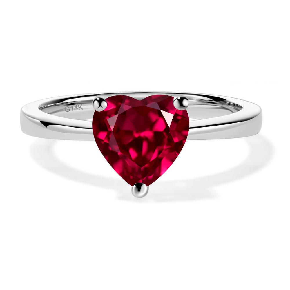Heart Shaped Ruby Solitaire Ring - LUO Jewelry #metal_14k white gold