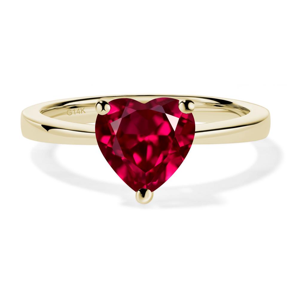 Heart Shaped Ruby Solitaire Ring - LUO Jewelry #metal_14k yellow gold