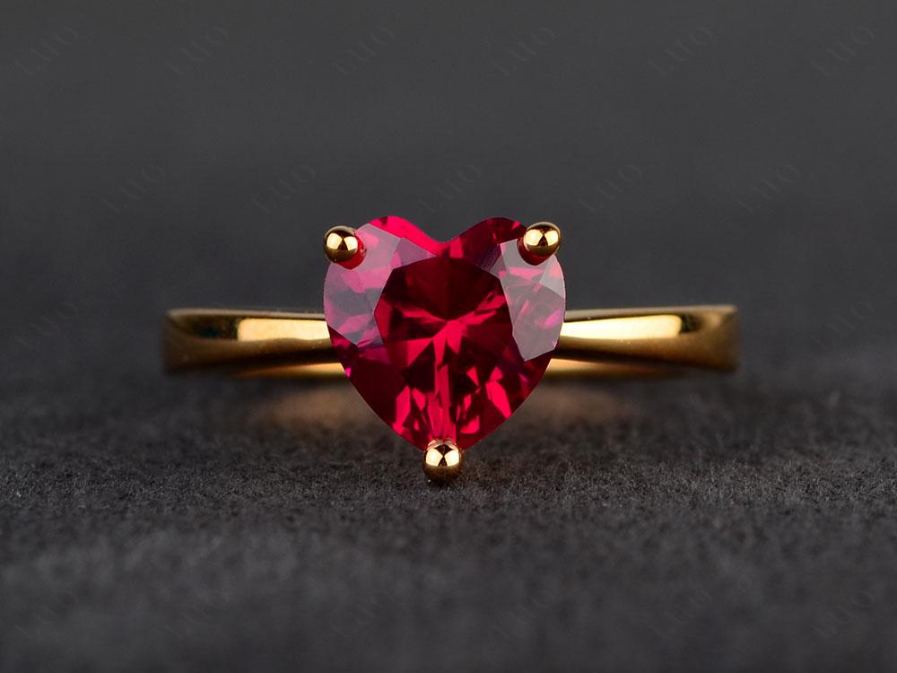 Heart Shaped Ruby Solitaire Ring - LUO Jewelry