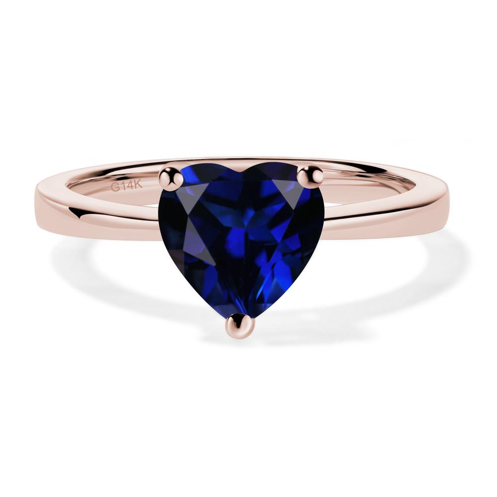 Heart Shaped Lab Created Sapphire Solitaire Ring - LUO Jewelry #metal_14k rose gold