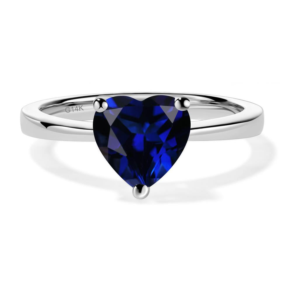 Heart Shaped Lab Created Sapphire Solitaire Ring - LUO Jewelry #metal_14k white gold