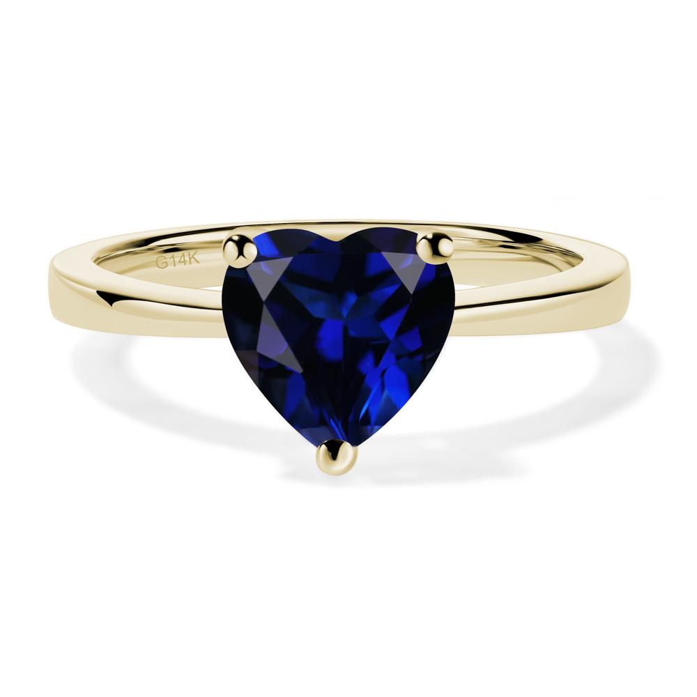 Heart Shaped Lab Created Sapphire Solitaire Ring - LUO Jewelry #metal_14k yellow gold