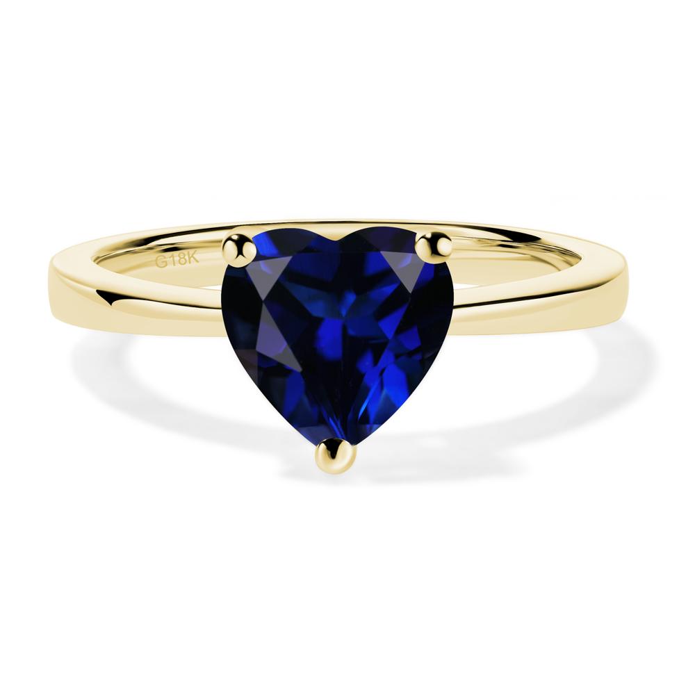 Heart Shaped Lab Created Sapphire Solitaire Ring - LUO Jewelry #metal_18k yellow gold
