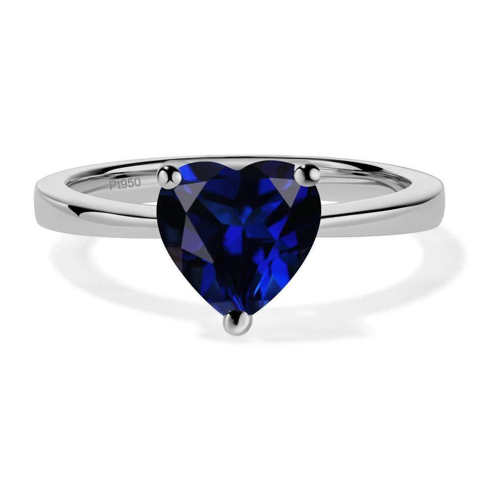 Heart Shaped Lab Created Sapphire Solitaire Ring - LUO Jewelry #metal_platinum
