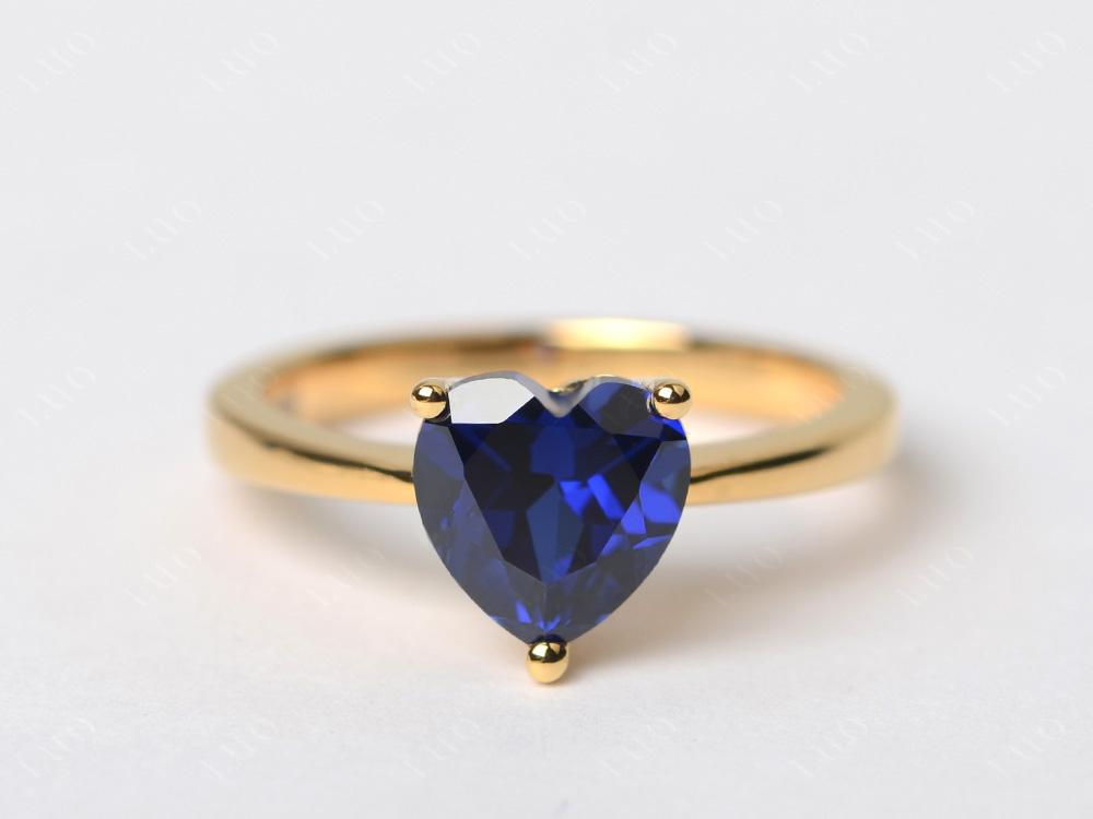 Heart Shaped Lab Created Sapphire Solitaire Ring - LUO Jewelry