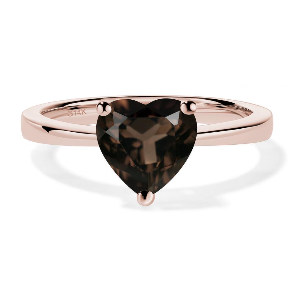 Heart Shaped Smoky Quartz Solitaire Ring - LUO Jewelry #metal_14k rose gold