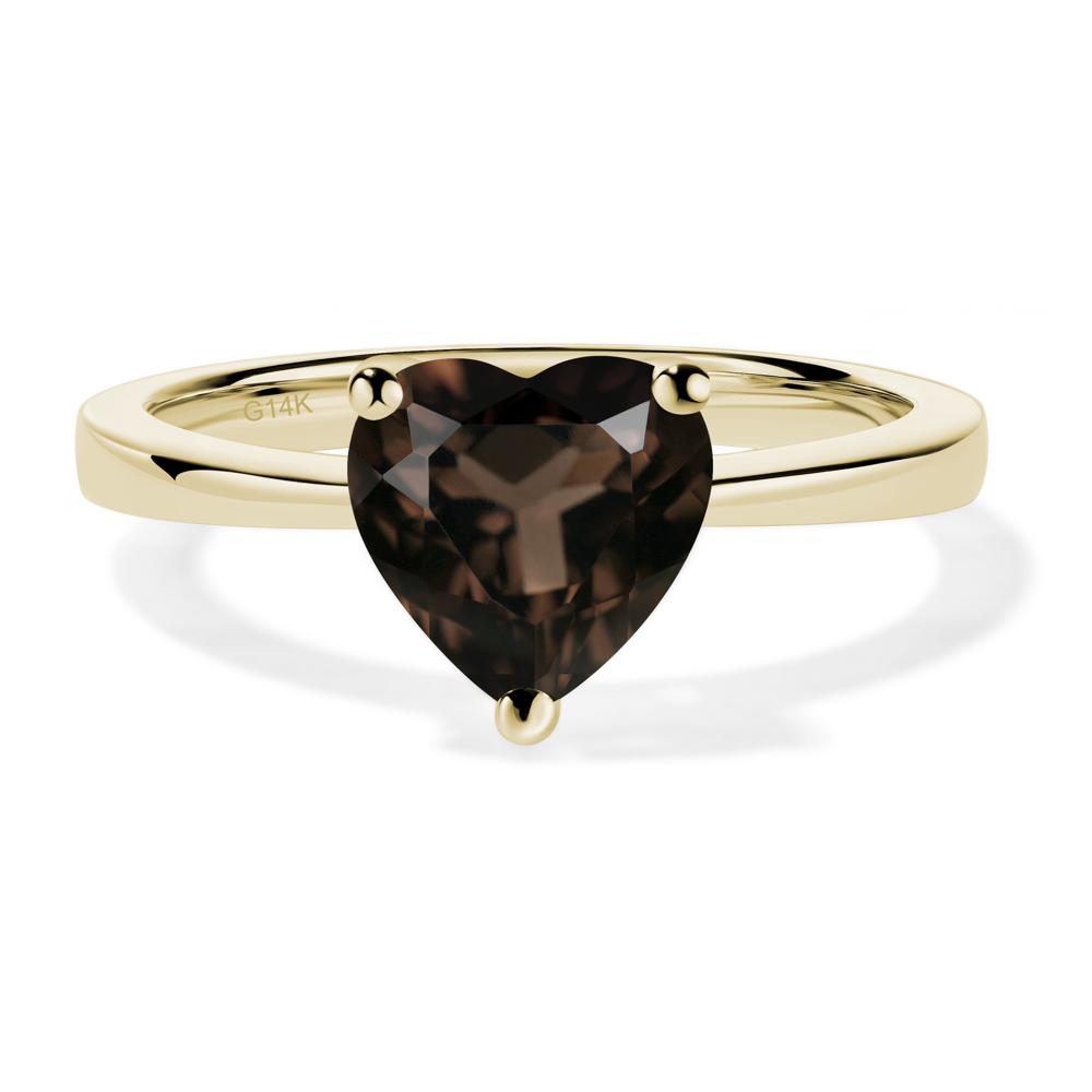 Heart Shaped Smoky Quartz Solitaire Ring - LUO Jewelry #metal_14k yellow gold