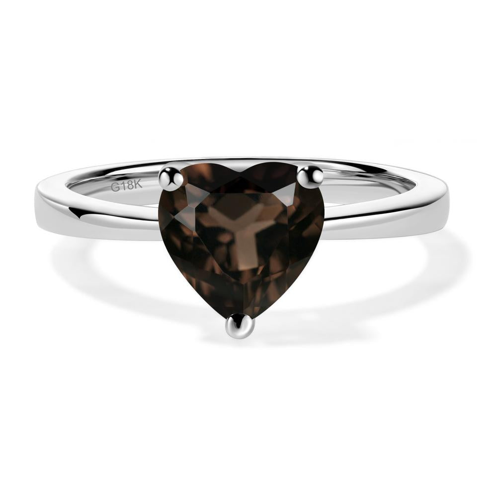 Heart Shaped Smoky Quartz Solitaire Ring - LUO Jewelry #metal_18k white gold