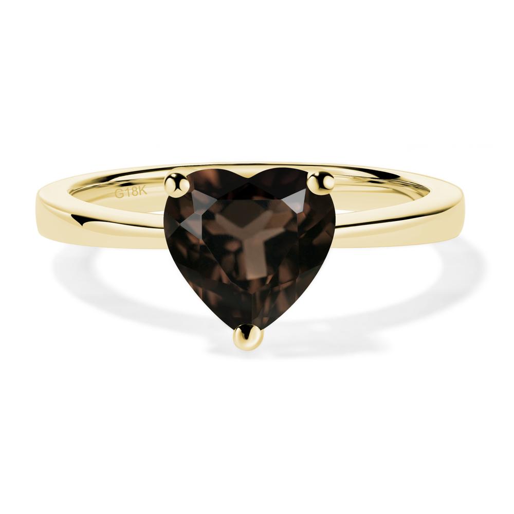 Heart Shaped Smoky Quartz Solitaire Ring - LUO Jewelry #metal_18k yellow gold