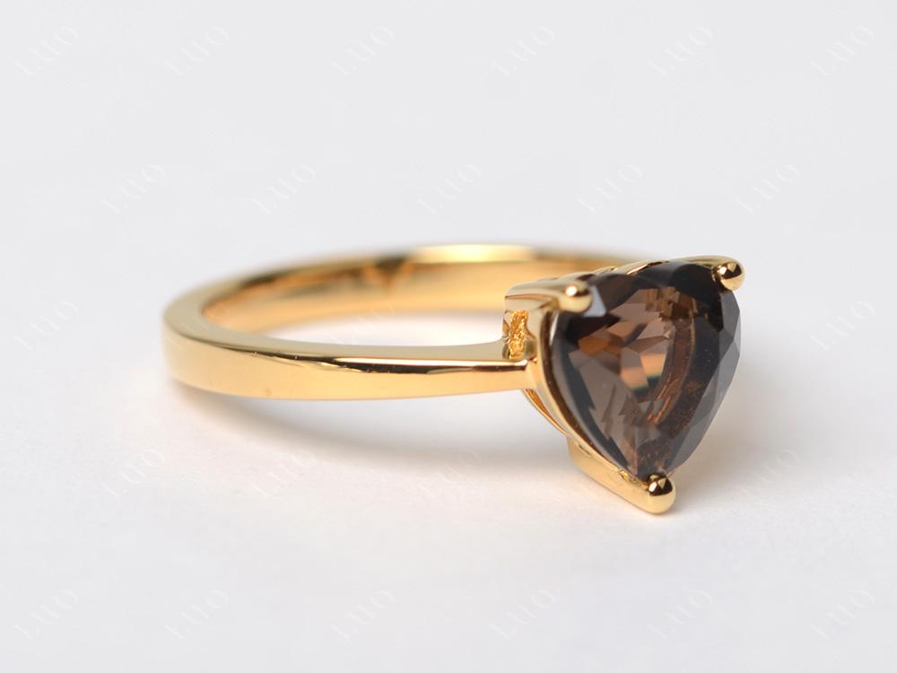 Heart Shaped Smoky Quartz Solitaire Ring - LUO Jewelry