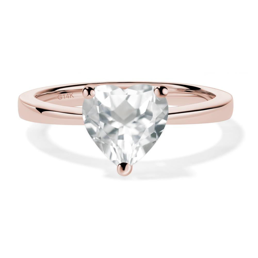 Heart Shaped White Topaz Solitaire Ring - LUO Jewelry #metal_14k rose gold
