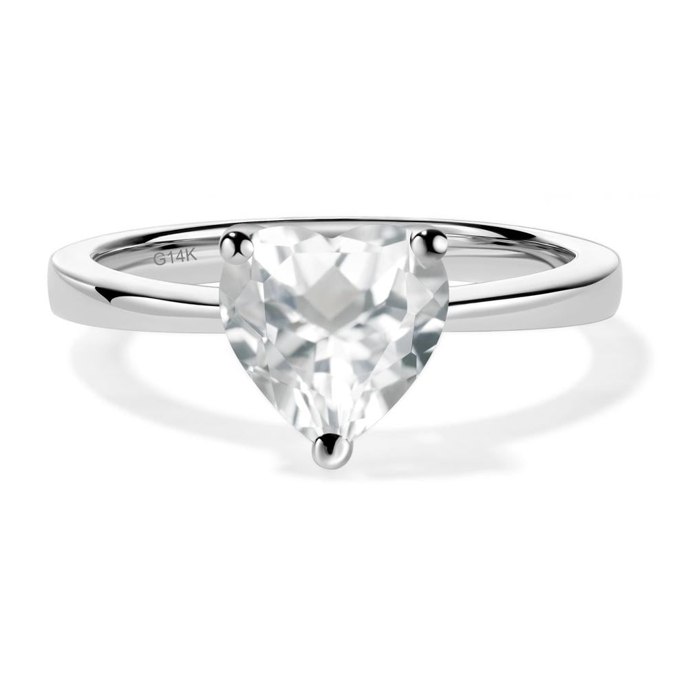 Heart Shaped White Topaz Solitaire Ring - LUO Jewelry #metal_14k white gold
