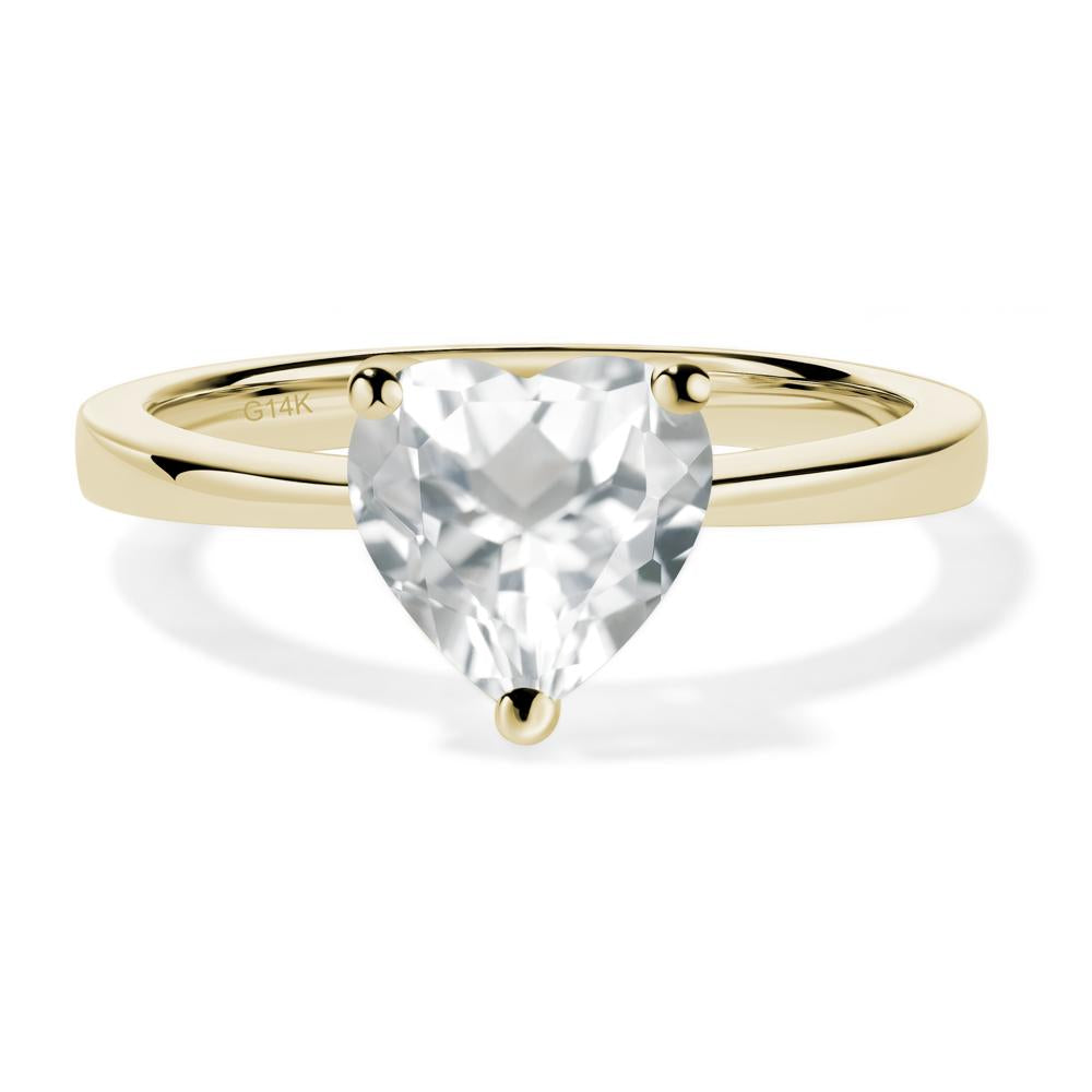 Heart Shaped White Topaz Solitaire Ring - LUO Jewelry #metal_14k yellow gold