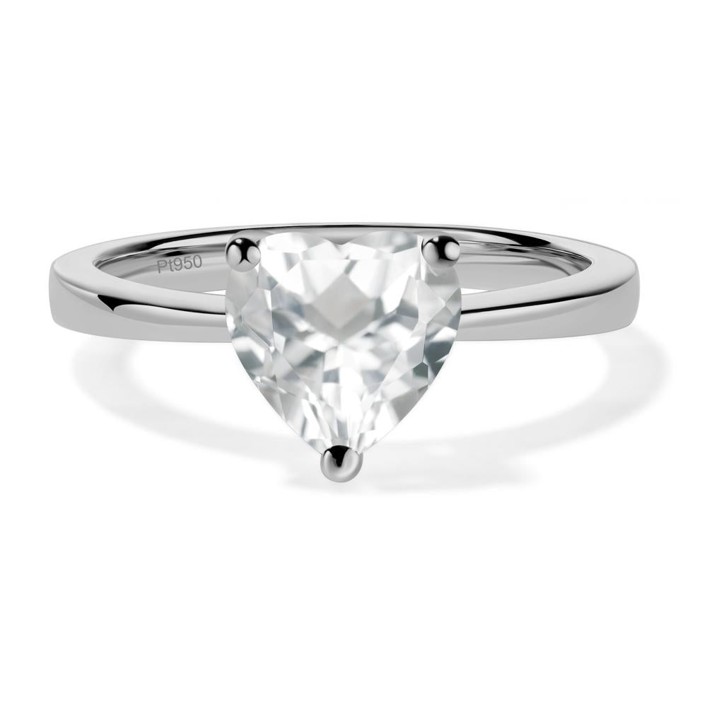 Heart Shaped White Topaz Solitaire Ring - LUO Jewelry #metal_platinum