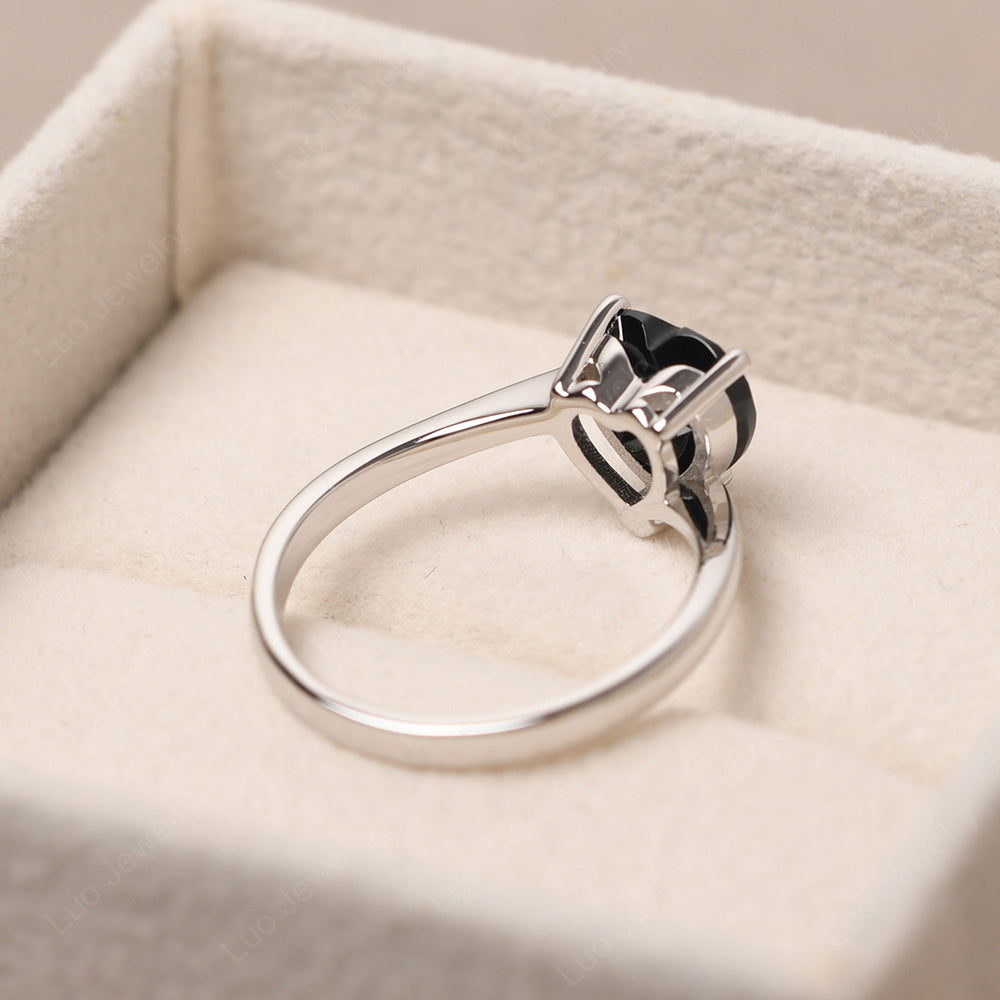 Black Spinel Ring Heart Solitaire Ring White Gold - LUO Jewelry
