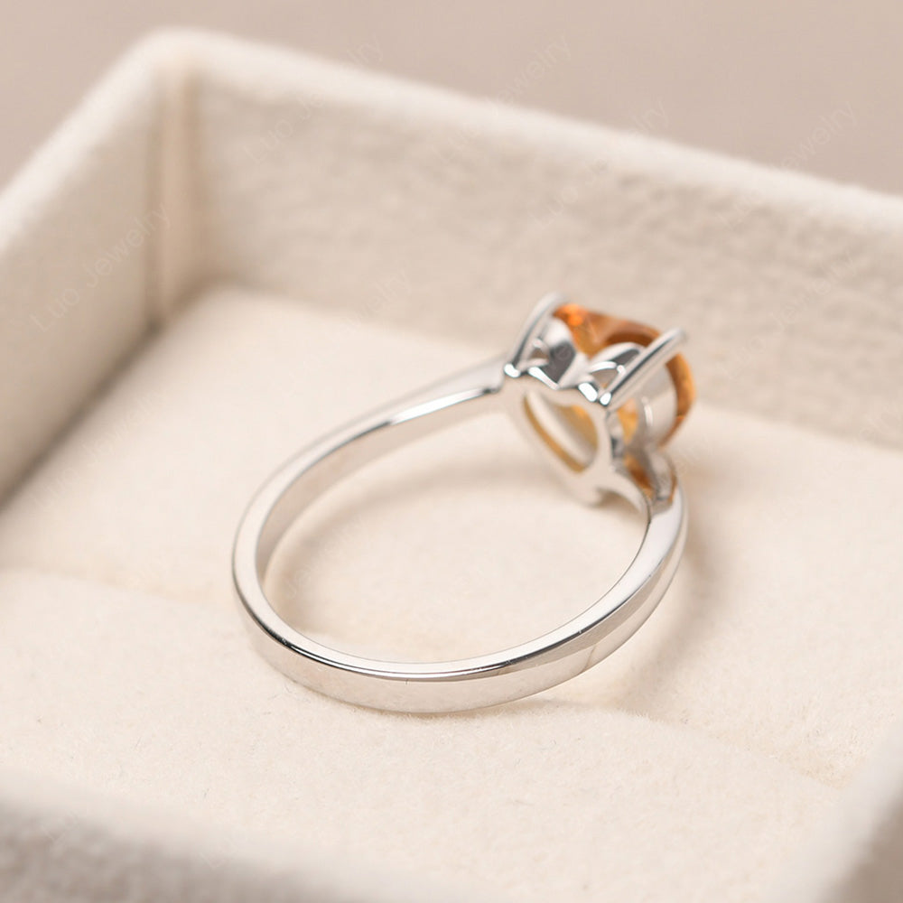 Citrine Ring Heart Solitaire Ring White Gold - LUO Jewelry